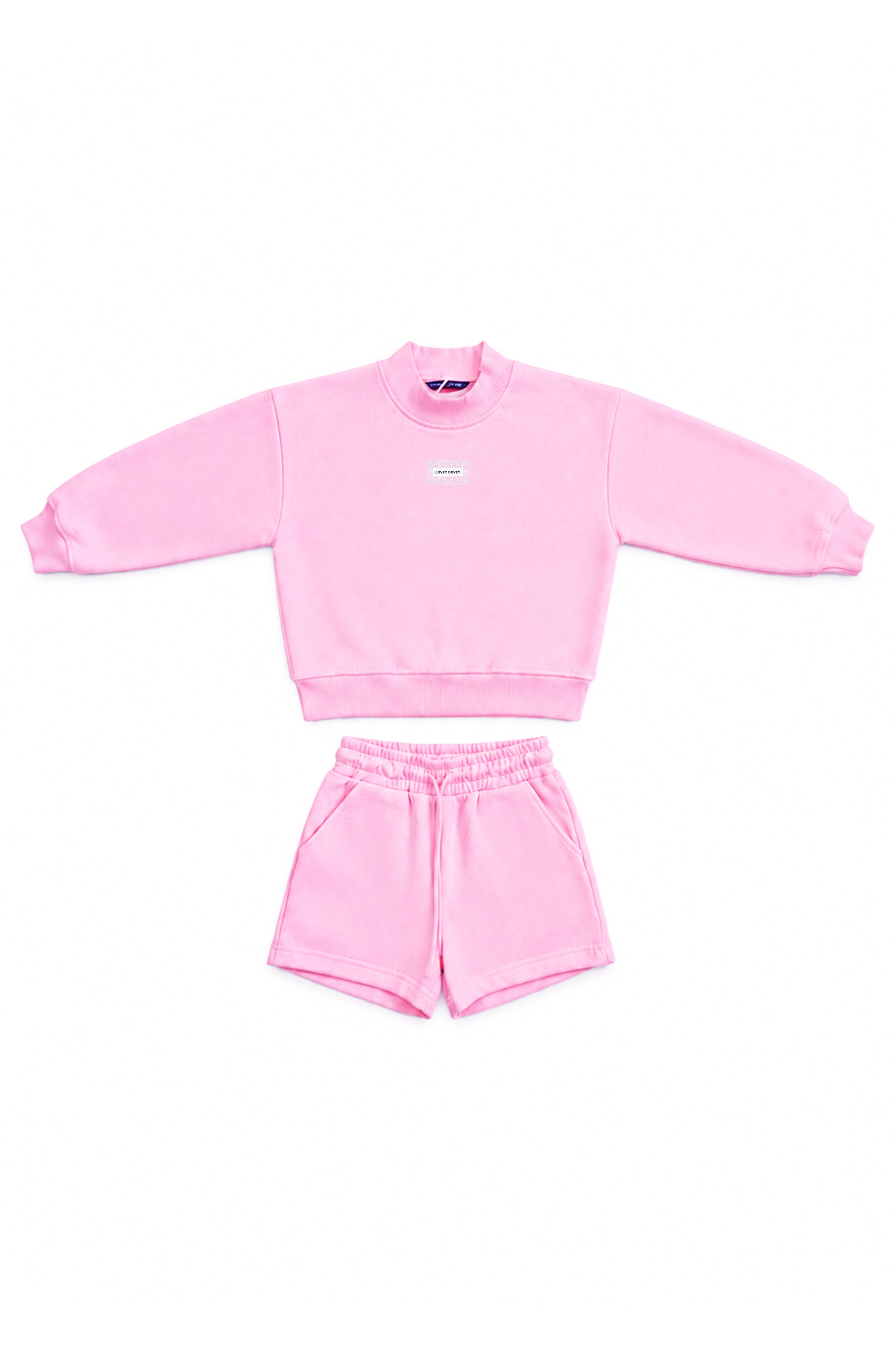 Little Mock Neck Set: Bubblegum