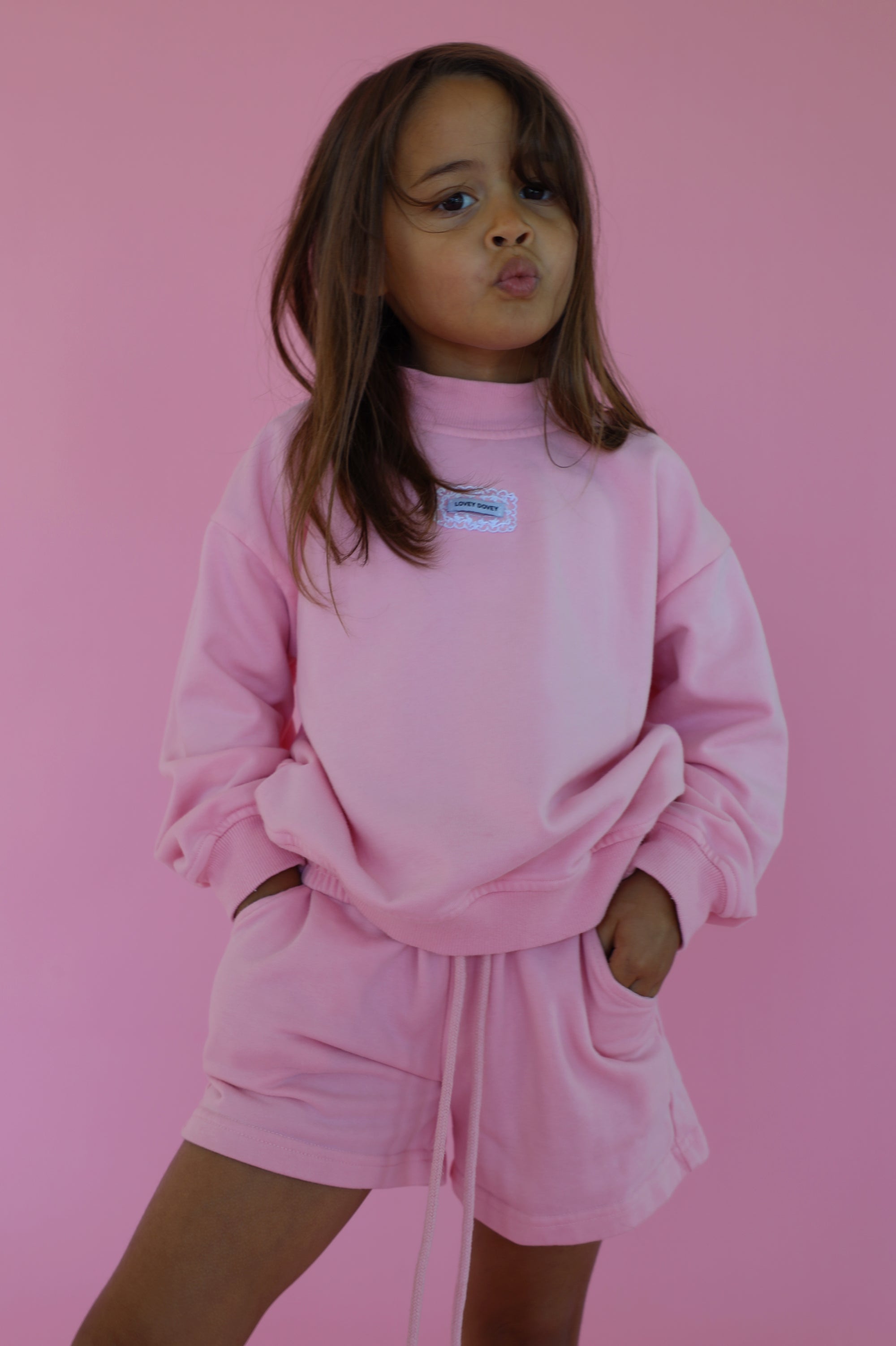 Little Mock Neck Set: Bubblegum